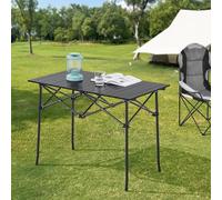 [en.casa] Tavolo Portatile da Campeggio Tavolo da Pranzo per Esterno Picnic Mercatino Piano Tavolo Rettangolare in Alluminio incl Borsa di Trasporto 94x55x68 cm Nero