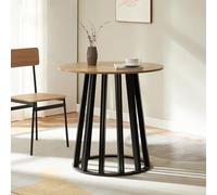 [en.casa] Tavolo Rotondo da Sala Pranzo Base Conica Tavolo Bistrot con Piano Rotondo (AxØ) 76x80 cm per Soggiorno Postazione di Lavoro Studio - Effetto Rovere/Nero