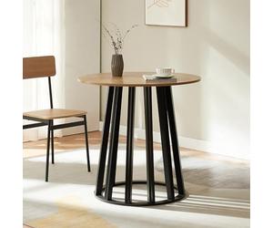 [en.casa] Tavolo Rotondo da Sala Pranzo Base Conica Tavolo Bistrot con Piano Rotondo (AxØ) 76x80 cm per Soggiorno Postazione di Lavoro Studio - Effetto Rovere/Nero