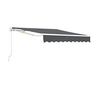 [en.casa] Tenda da Sole a Muro con Bracci Estensibili e Manovella 250 x 200 cm (LxP) Tettuccio Parasole con Protezione Raggi UV - Grigio Scuro