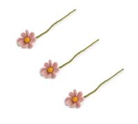 Én Gry & Sif - Fiori di feltro, margherita, fiori decorativi fatti a mano, fiori artificiali primaverili, 3 pezzi, con petali rosa
