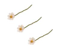 Én Gry & Sif - Fiori di feltro, margherita, fiori decorativi fatti a mano, fiori artificiali primaverili, 3 pezzi, con petali bianchi