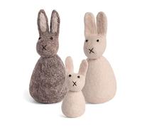Én Gry & Sif Set di 3 conigli pasquali fatti a mano, commercio equo e solidale, bella decorazione pasquale da posare, statuette decorative