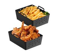 En Silicone Pour Friteuse À Air, Plateau A Silicone Pour Friteuse À Air, Doublures Carrées Antiadhésives Pour Friteuse À Air | Gadget De Cuisine Lavables Au Lave-vaisselle,