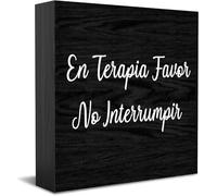 En Terapia Favor No Interrumpir Home Office Decor Cartello scatola di legno, decorativo positivo ufficio accessori scrivania targa in legno cartello da tavolo in legno per TV mobile mensola 12,7 x