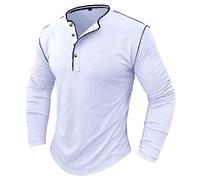enaamiaz Felpa Uomo Maglia Pullover Girocollo con Bottoni in Misto Cotone Manica Lunghe Semplice Tinta Unita Tempo Libero Aderente Sportivo Autunno Inverno Senza Cappello Maglie