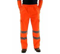 enaamiaz Pantaloni da Lavoro Uomo Riflettente Alta visibilità in Pile Lavoro Patchwork all'aperto di Sicurezza dei Pantaloni di Giuntura con Coulisse Stretch Gambe Tuta Pantalone Emergenza