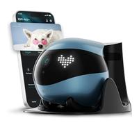 Enabot EBO Air 2 - Fotocamera per animali domestici con app, 2 K, con espressioni facciali personalizzabili, senza fili con visione notturna, fotocamera per cani con audio a 2 vie, autorcarica (blu)