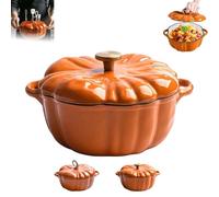 Enameled Cast Iron Dutch Oven, Enameled Cast Iron Pumpkin Dutch Ovens, Serves 3-5, Halloween and Thanksgiving Decorative Gifts, Nonstick Pumpkin Dutch Oven with Lid, Soup Pot (Orange,A7.9in)