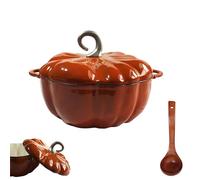 Enameled Cast Iron Dutch Oven,Pumpkin Dutch Oven with Lid,4-Quart Cookware Set,Serves 3-5,Halloween and Thanksgiving Decor Gift,for Braising, Stews, Roasting (Orange,24CM)