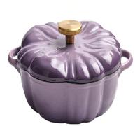 Enameled Cast Iron Pumpkin Dutch Oven with Lid, 4-Quart Pot for Stews, Soups, Roasting & Baking，Serves 3-5，Halloween & Thanksgiving Gift for Culinary Lovers (Purple2,9.8in)