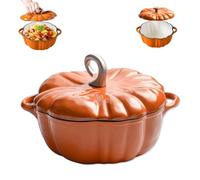Enameled Cast Iron Pumpkin Dutch Ovens, pumpkin dutch oven, Double Handle, Halloween and Thanksgiving Decor Gift, Cookware for Braising, Stews, Roasting, Bread Baking (Style B)