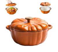 Enameled Cast Iron Pumpkin Dutch Ovens, pumpkin dutch oven, Double Handle, Halloween and Thanksgiving Decor Gift, Cookware for Braising, Stews, Roasting, Bread Baking (Style A)