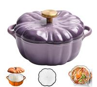 Enameled Cast Iron Pumpkin Dutch Ovens, Pumpkin Dutch Oven with Lid Covered Stockpot, 4-Quart Enameled Cast Iron Pot, Holds 2-3 Servings, Non-Stick, for All Stovetops (Orange Set B,L 7.9in)