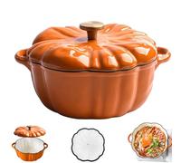 Enameled Cast Iron Pumpkin Dutch Ovens, Pumpkin Dutch Oven with Lid Covered Stockpot, 4-Quart Enameled Cast Iron Pot, Holds 2-3 Servings, Non-Stick, for All Stovetops (Orange Set A,L 7.9in)