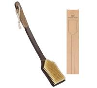 ENAMELEVO Spazzola da doccia per la schiena, spazzola per il corpo a secco con manico lungo curvo da 45 cm, setole naturali per drenaggio linfatico, setole morbide e rigide disponibili (setole di