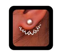 Enautoabs Boho Lotus Flower Ear Jacket Orecchini Lotus Flower Orecchini a bottone Oro Perla Anteriore Posteriore Orecchini Minimalisti Lotus Orecchini Fiore Cava Gioielli per le Donne, Zinco