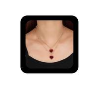 Enautoabs Collana con ciondolo a forma di cuore rosso a strati bohémien, collana girocollo smaltata a forma di cuore, collana con catena satellitare dorata, doppia collana rossa con amore, gioielli