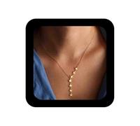 Enautoabs Collana lunga a Y placcata in oro, stile boho, con stella e stella, collana lunga a Y con stelle fortunate, gioielli da donna