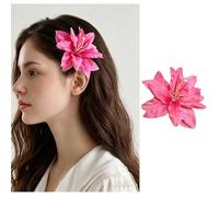 Enautoabs Fermaglio per capelli con fiore di giglio bohémien, fermaglio per capelli rosa con fiori hawaiani, molletta per capelli con fiori tropicali hawaiani, per vacanze, feste in spiaggia, oggetti