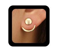 Enautoabs Orecchini a forma di luna crescente, stile boho, orecchini a forma di luna crescente, orecchini a perno in oro davanti e dietro, gioielli da donna, Zinco