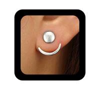 Enautoabs Orecchini a forma di luna crescente, stile boho, orecchini a forma di luna crescente, orecchini a perno in oro davanti e dietro, gioielli da donna, Zinco