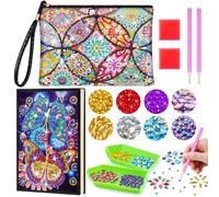 Enbagold Diamond Painting Kit Completo, Pittura Diamante Borsa e Taccuino A5, Diamond Painting Bambina, Regalo Bambina 6 7 8 9 10 11 12 Anni, Giochi Bambina 6-12 Anni Femmina -Mandala+2 Farfalle