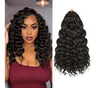 Enbeautiful 14 Inch 8 confezioni pre-looped ocean Wave Crochet Hair Pre-Twisted Deep Water Beach Curly Braiding Hair Synthetic Boho Wavy Curly Hair Extensions for Women(14 Inch,4#)