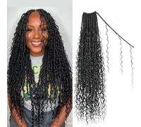 Enbeautiful Boho Faux Locs Crochet Hair 9 Pack 24 Inch Pre-Looped Goddess Soft Locs with Curly Ends Bohemian River Loc Crochet Hair Extensions for Women, 1B#