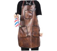 Enbebamd A Grembiule in Pelle con Tasche e Cinturini a Croce-roba da Lavoro Resistente alle Macchie Regolabili Impermeabili per Cucina Barbecue da Cucina barberapron
