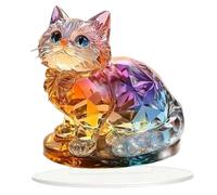 Enbebamd Cat Crystal, 8.27x 7.28 Desktop colorato di Gattino colorato Decorazione in Piedi, Doni di Ornamenti per Gatti acrilici 2D per Donne Ornamenti Madre