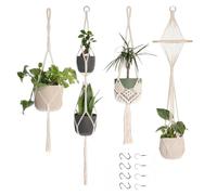 Enbebamd Porta della pianta sospesa da 4 Pezzi, 32/01/41/48 gancia per Piante Macrame di Corda di Cotone, fioriera sospesa in Stile Boho Decorativo con Ganci per Il decano da casa del Balcone