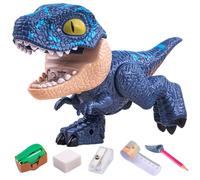 Enbebamd Set di cause di matita per dinosauro, 5 su 1 set di articoli di cartoleria comprende sovrano, matita, affiliatore, macchina vincolante, cancelliere per ragazzi e ragazze, Velociraptor