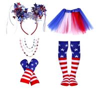 ENBOFID Confezione da 7 tutù per il 4 luglio, con stelle rosse, bianche e blu, costume per il giorno dell'indipendenza, tutù patriottico, Giorno dell'Indipendenza, 3-10 year