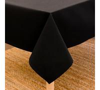 Encasa ATUIO Homes Plain Colour Tablecloth (6 Feet Long) for 4 to 6 Seater Large Centre Dining Table - Jet Black - Cotton Canvas Fabric, Mercerised, Washable, Rectangular for Home Hotel & Restaurant