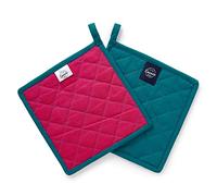 Encasa Presine in cotone resistente al calore con anello per appenderle - Set di 2 -Azul blu - Tappetino caldo trapuntato multiuso per cucina, campeggio, barbecue e microonde - 21 cm