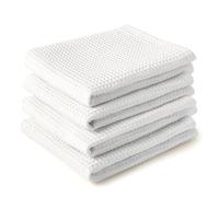 Encasa XO Asciugamani da cucina e salviette in cotone Bianco | Strofinaccio in waffle e tessuto piatto | Set strofinacci | 70x45 cm | Riutilizzabile e ad asciugatura rapida Set di 4