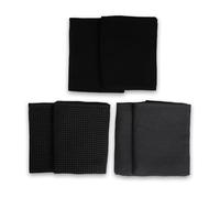 Encasa XO Asciugamani da cucina e salviette in cotone Combinazione grigio-nero |Strofinaccio in waffle e tessuto piatto | Set strofinacci | 70x45 cm | Riutilizzabile e ad asciugatura rapida Set di 6