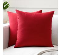 Encasa XO Copricuscini Divano, Senza Imbottitura 45x45 cm | Profondo rosso, 100% Cotone | Cerniera Invisibile | Lavabile in Lavatrice | Traspirante, Durevole | Uso Interno | Set di 2