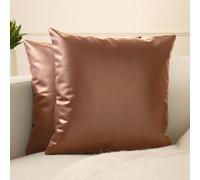 Encasa XO Copricuscini in similpelle 45x45 cm Tan | Set di 2 copricuscini decorativi | Federe per cuscini in stile rustico moderno per esterni, soggiorno, camera da letto, divano, sofà