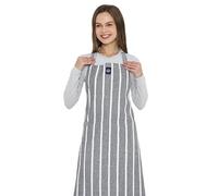 Encasa XO Grembiule da Cucina Regolabile con Tasche e portasciugamani - 68x85 cm - Cotone Riciclato Ecologico, per la casa e Il Ristorante, Uomini e Donne, Cottura - Roma Stripes grigi