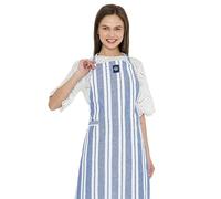 Encasa XO Grembiule da Cucina Regolabile con Tasche e portasciugamani - 68x85 cm - Cotone Riciclato Ecologico, per la casa e Il Ristorante, Uomini e Donne, Cottura - Franca Strisce Blu