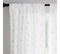 Encasa XO Polyester Stampata semi-trasparente 140L x 183A cm Tende con cravatta posteriore 6 ft, Bianco di dollari - 2 Pacchetto - Non contenitivo e lavabile
