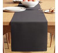 Encasa XO Runner da Tavola | Cotone a Coste Sottili Tinto in Filato | Dimensioni 32x150 cm | Grigio solido | Lavabile in Lavatrice