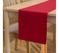 Encasa XO Runner da tavola Dimensioni 32x122 cm | Tessuto in tela di cotone | Tinta unita Profondo rosso intenso | Lavabile in lavatrice e resistente