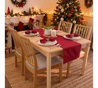 Encasa XO Runner da tavola Dimensioni 32x230 cm | Tessuto in tela di cotone | Tinta unita Ricco marrone intenso | Lavabile in lavatrice e resistente