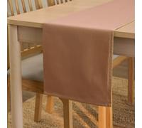 Encasa XO Runner da tavola Dimensioni 32x230 cm | Tessuto in tela di cotone | Tinta unita Tan intenso | Lavabile in lavatrice e resistente