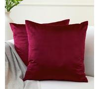 Encasa XO Set 2 pezzi di coperture ammortizzanti in VELLUTO (45x45 cm), Marrone- semplici, resistenti, morbide e liscie, lavabili, a grandi quadrati decorativi, cuscino federa per divano, sofa