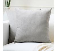 Encasa XO Set di 2 Federe per Cuscini in Ciniglia | Grigio chiaro pieno - (20"x20") (50x50 cm) | Federe Decorative Quadrate per Divano, Decorazione Casa, Sofa