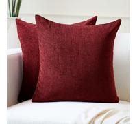 Encasa XO Set di 2 Federe per Cuscini in Ciniglia | Marrone - (20"x20") (50x50 cm) | Federe Decorative Quadrate per Divano, Decorazione Casa, Sofa